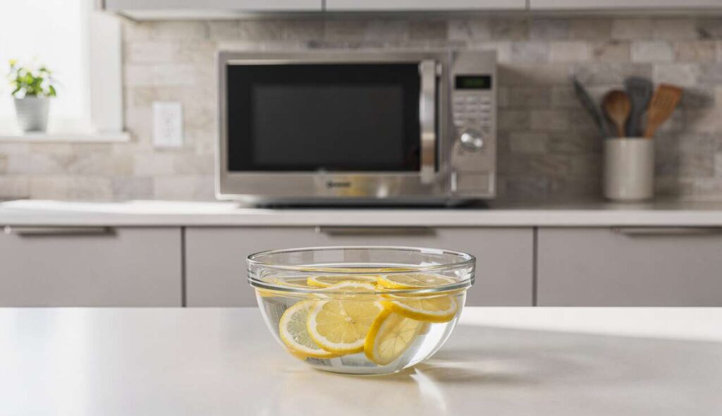 Unangenehme Gerüche in der Mikrowelle: Eine Schale mit Zitronenwasser löst alles in 3 Minuten