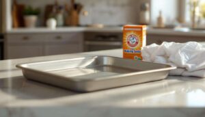 Backblech reinigen: Ein Müllbeutel und Natron – der Trick, der viral geht