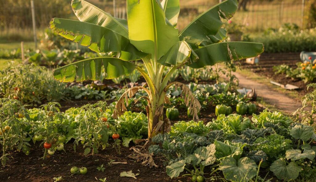 Die Bananenstaude ist keine Deko: Im Gemüsebeet spielt sie eine Schlüsselrolle